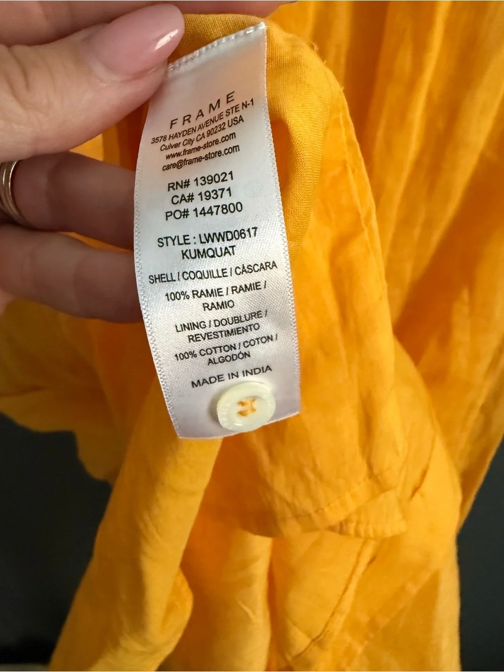 FRAME • Women's maxi kaftan Shirt Dress - XS - golden yellow - Picture 9 of 9